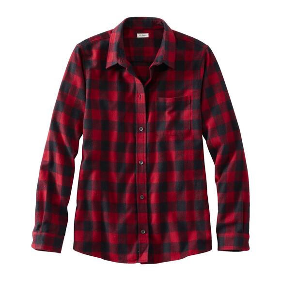 L.L. Bean Scotch Plaid Shirt Red Black Size Womens Small Flannel Long Sleeve‎ - Picture 2 of 10